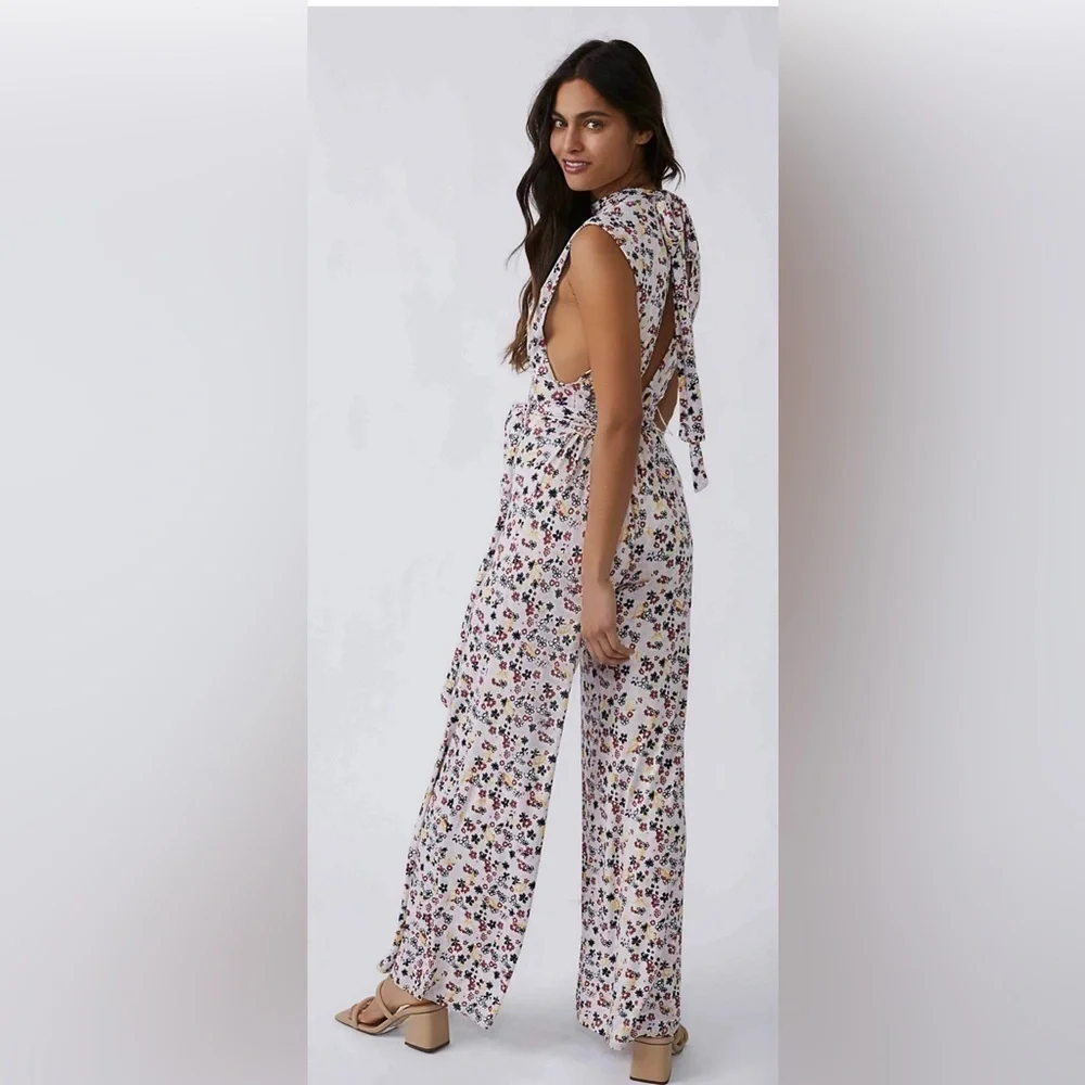 Free People Floral Sleeveless Jumpsuit size S
